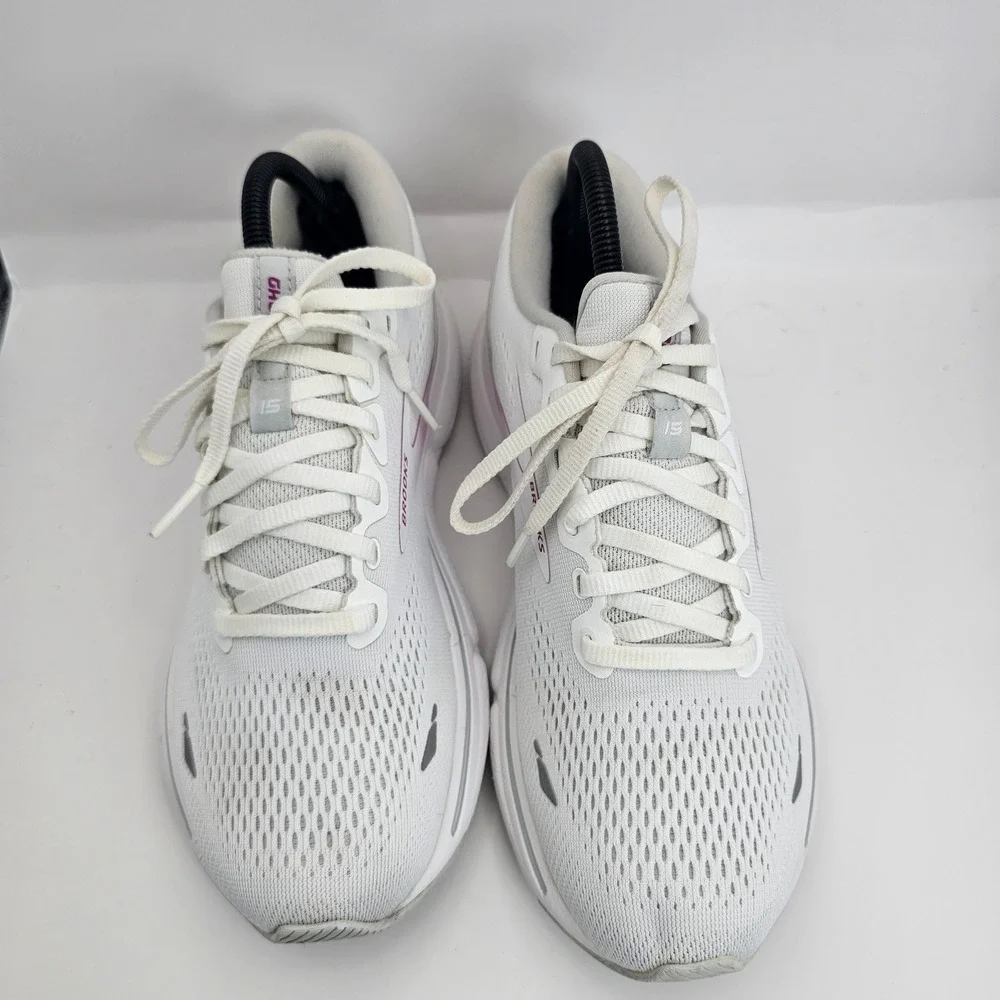 Brooks Ghost 15 Women's 9B White Oyster Viola Running Shoes 1203801B195
